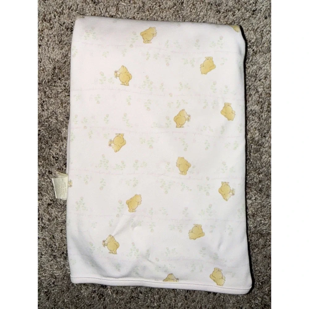 Classic Pooh Pink Floral Baby Blanket Wanders In Poohs‎ Garden Writing